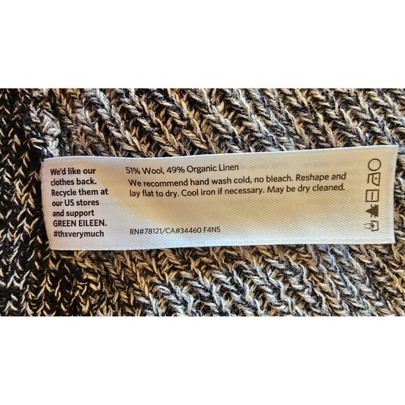 Eileen Fisher Wool Linen Open Cardigan Sweater Colorblock Gray Size XL, NEW - Picture 7 of 9